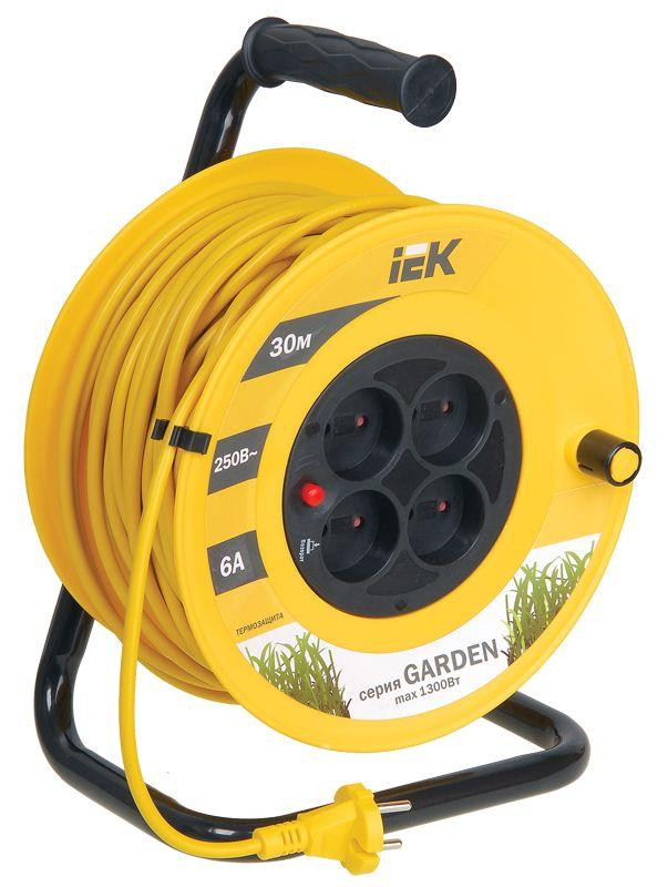 Удлинитель на катушке 4х30м без заземл. 6А IP20 УК30 "Garden" с термозащ. 2х0.75 IEK WKP23-06-04-30