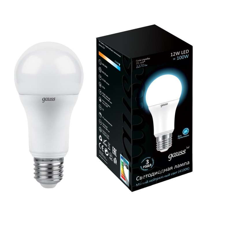 Лампа светодиодная Black Globe 12Вт 4100К нейтр. бел. E27 1200лм 150-265В GAUSS 102502212